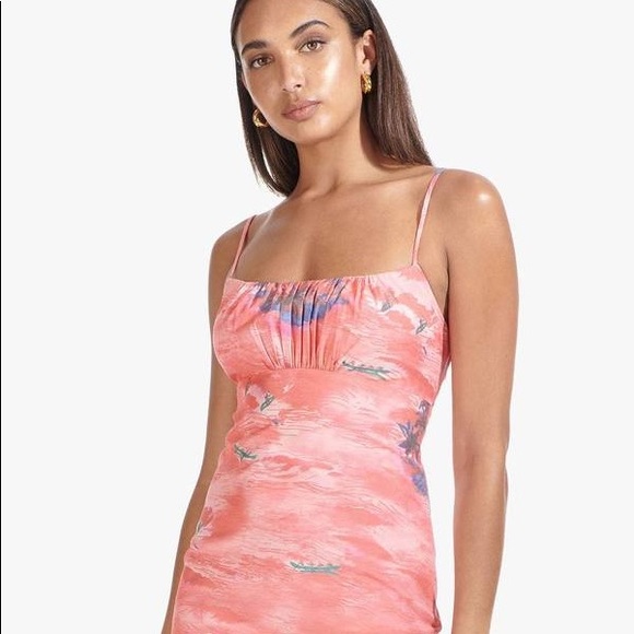 ๐ฅNWT๐ฅ STAUD 0 Bell red island mini dress pink red - Picture 3 of 9